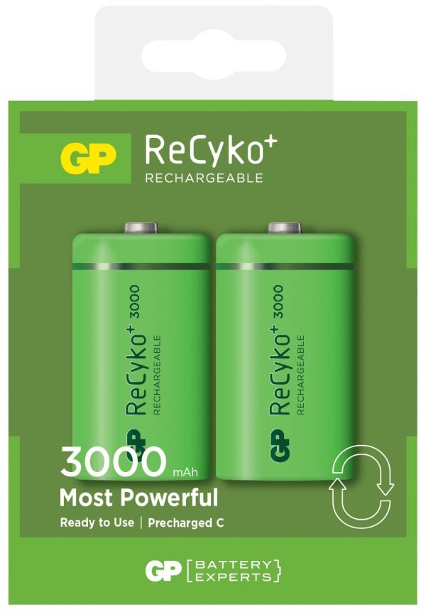 Genopladelige C Recyko batterier / LR14 3000mAh PÅ LAGER IGEN 25. JUNI AA AAA C D 9V