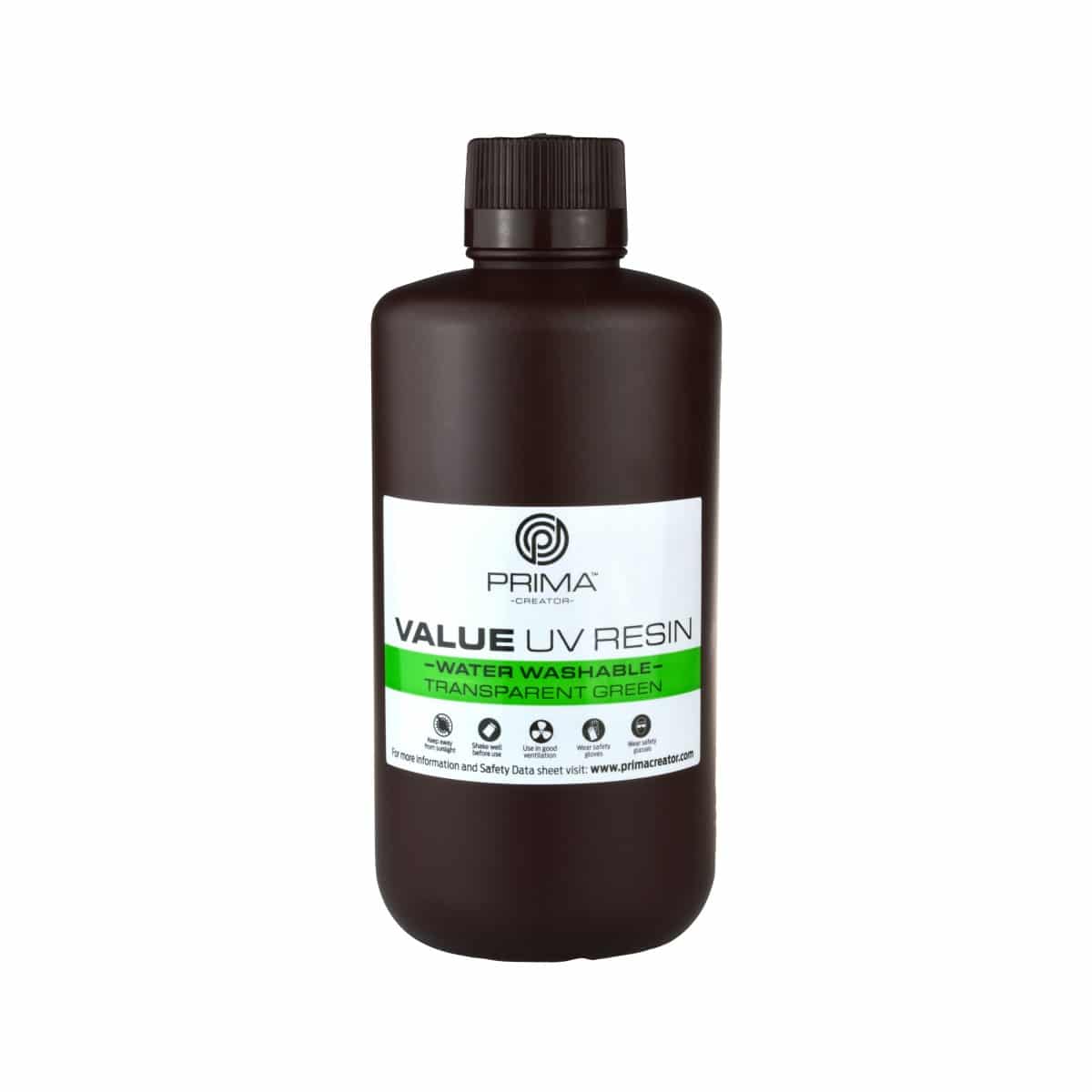 PrimaCreator Value Water Washable UV Resin – 1000 ml – Transparent Green Resin