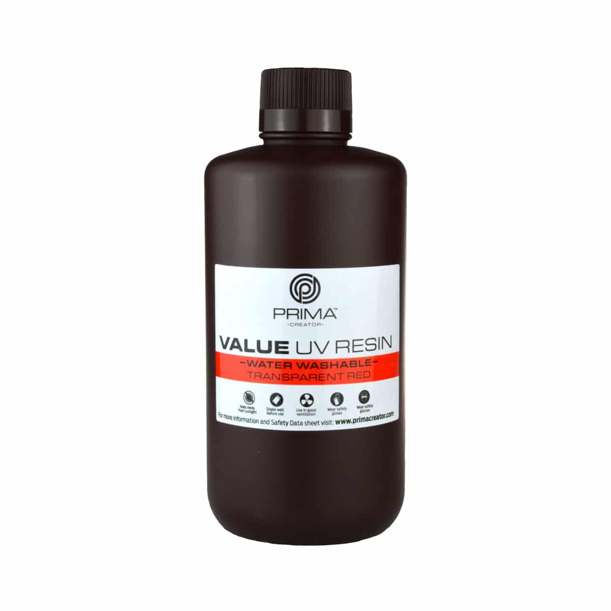 PrimaCreator Value Water Washable UV Resin – 1000 ml – Transparent Red Resin