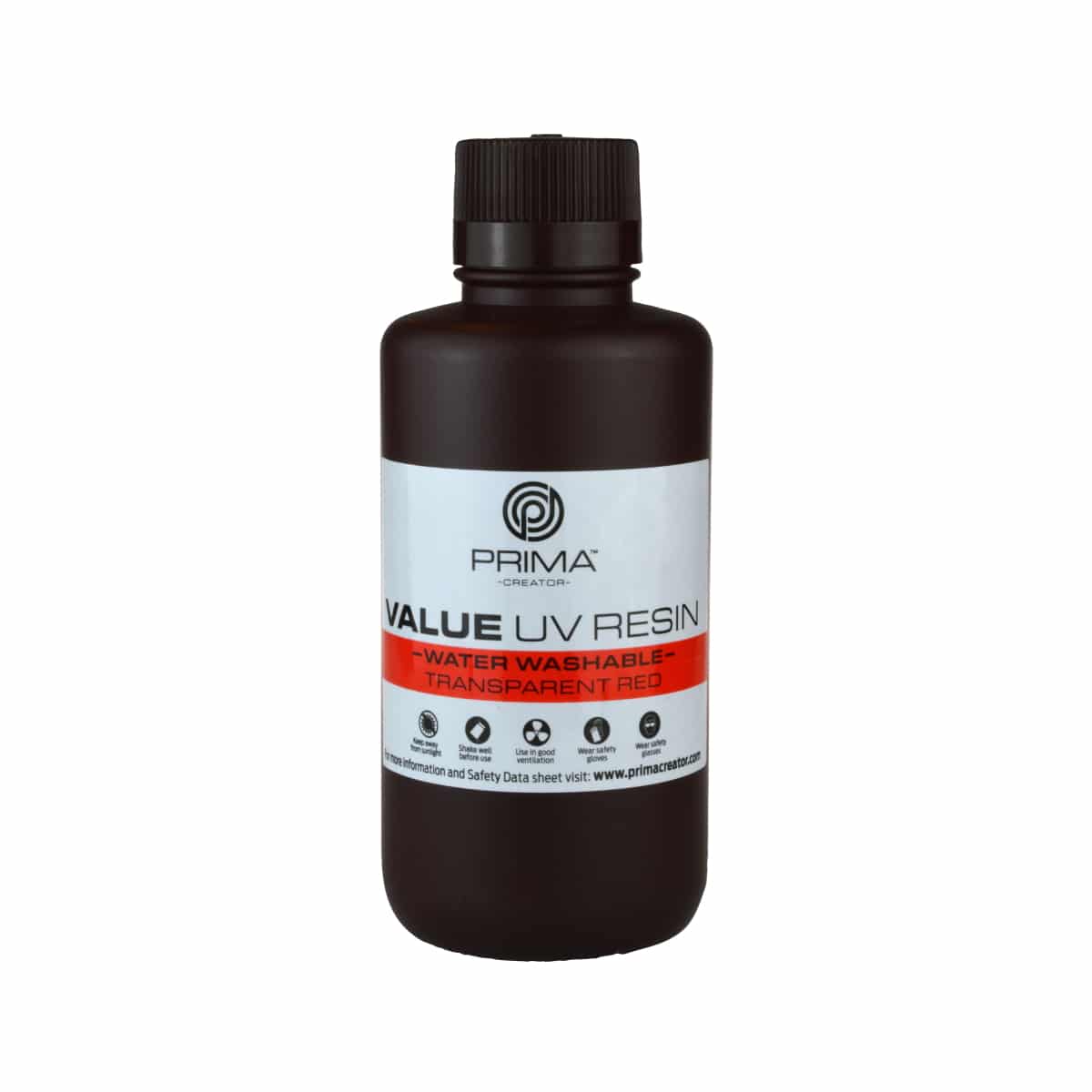 PrimaCreator Value Water Washable UV Resin – 500 ml – Transparent Red Resin