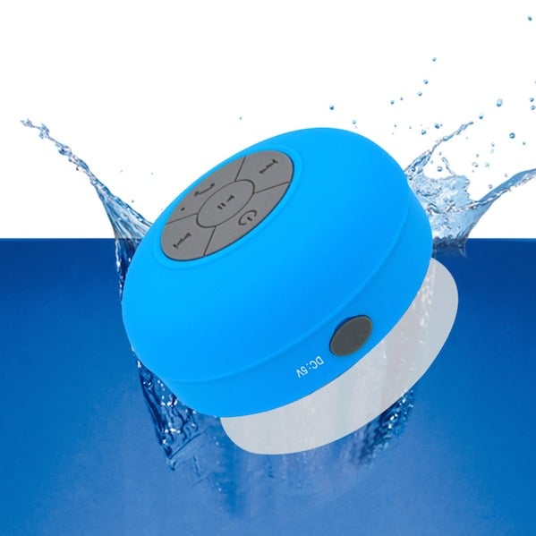 Blå Vandtæt Bluetooth Højtaler til badet m. sugekop Højtalere