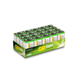 GP Super Alkaline 9V batteri, 1604A/6LF22, 20 stk. 9V batterier