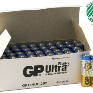GP Ultra Plus Alkaline AA batteri, 15AUP/LR6, 40 stk. AA batterier