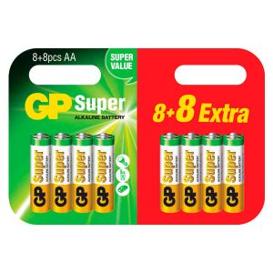 GP Super Alkaline AA batteri, 15A/LR6, 8+8-pak AA batterier